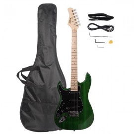 Glarry GST Black Shield Left Hand Electric Guitar   Bag   Strap   Picks   Shake   Cable   Wrench Tool Green