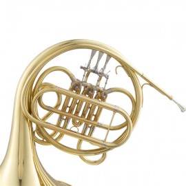 Glarry F-Key Single French Horn 3 Key Brass Gold Lacquer Single-Row Integrated French Horn with Cupronickel Mouthpiece