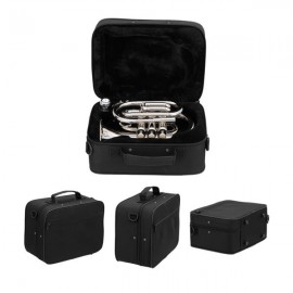 Glarry Brass Bb Pocket Trumpet Mini Trumpet with 7C Mouthpiece Silver